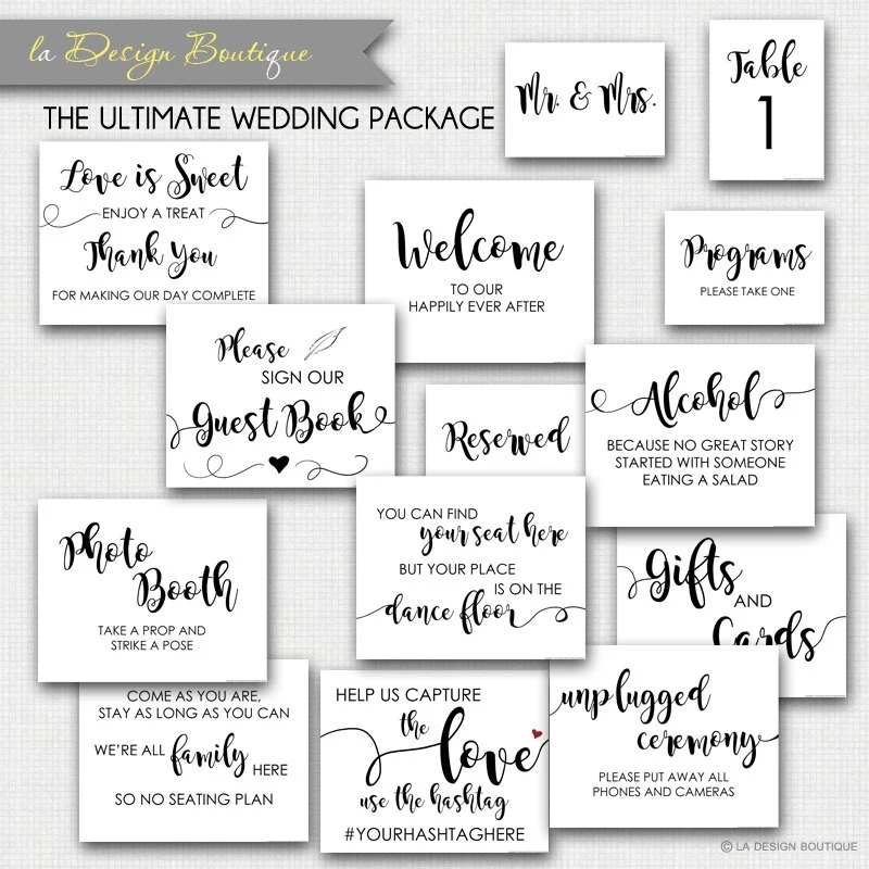 Printable Wedding Set Wedding Signs Set Wedding Signs Printable Set Printable Wedding Signs Wedding Signage Wedding Signage Printable Etsy