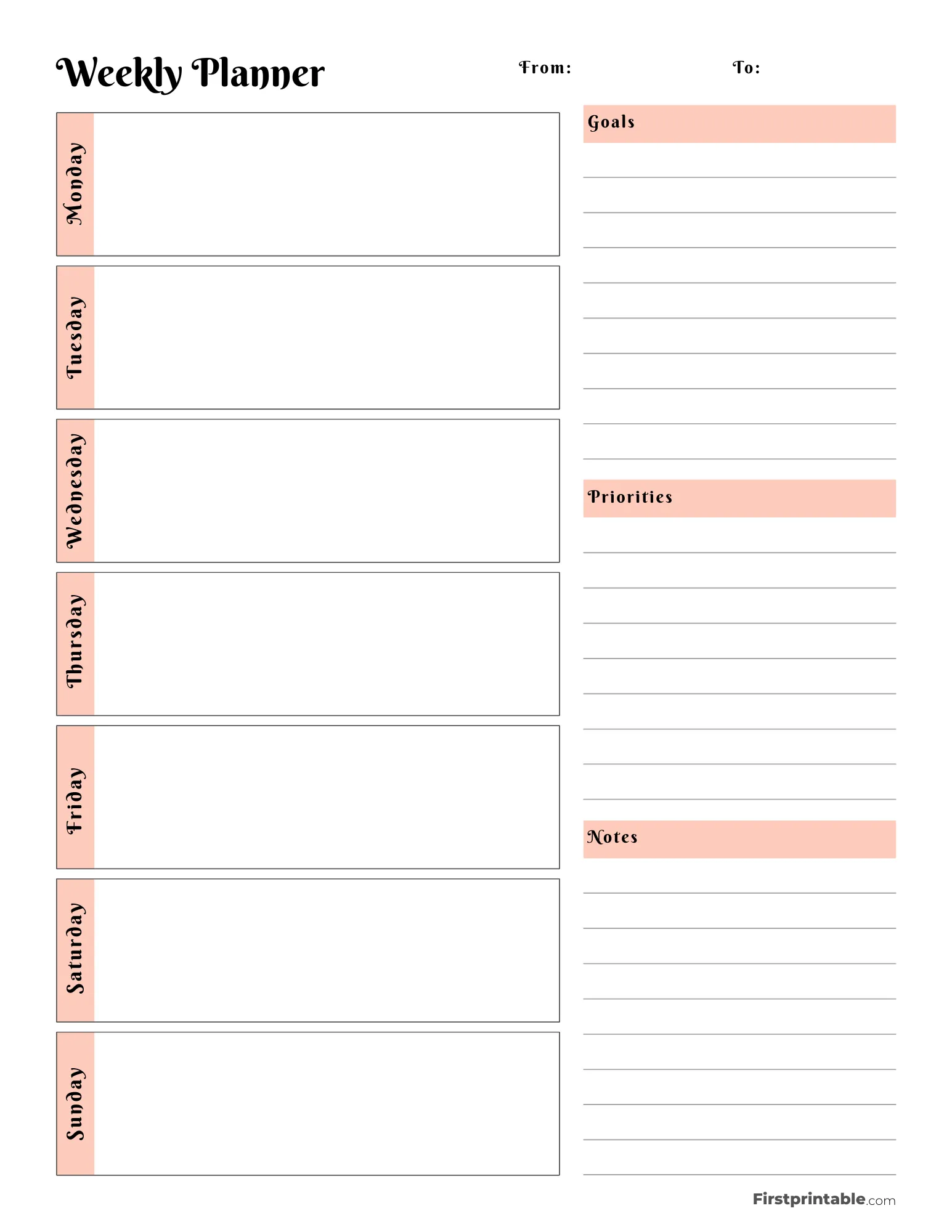 Weekly Planner Printable Free Pdf