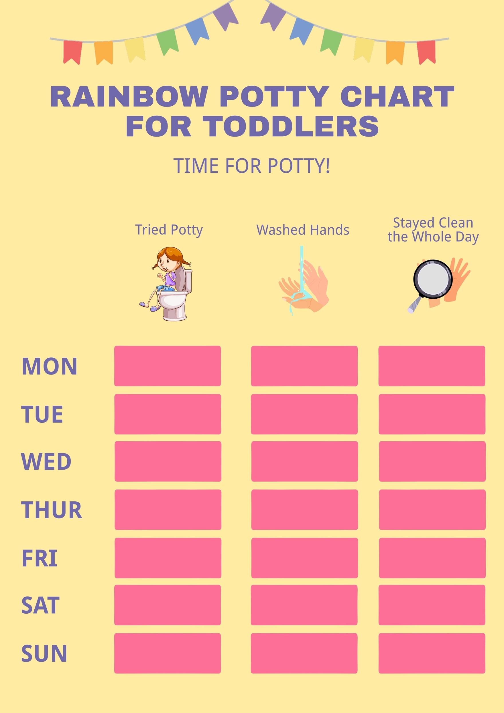 Rainbow Potty Chart For Toddlers In Illustrator PDF Download 