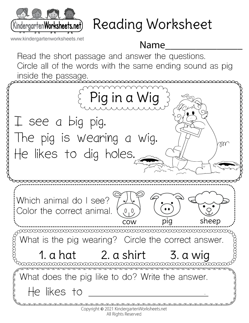 reading worksheet for kids free printable digital pdf
