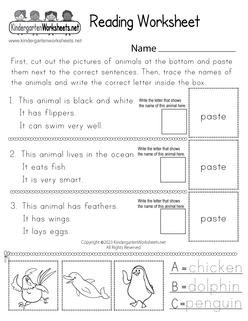 Free Kindergarten Printable Worksheets Pdf