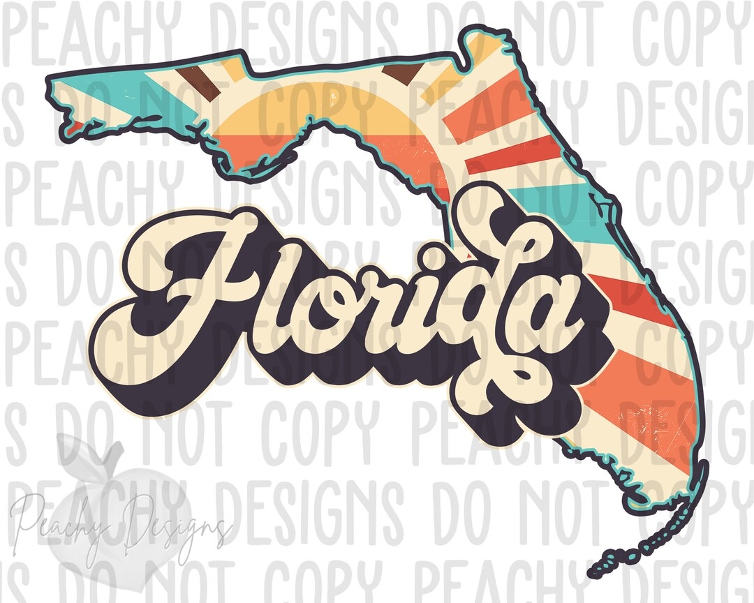 Retro Florida Png Florida State FL Clipart Sublimation Designs Florida Sublimation Design States Clipart Vintage Florida Etsy