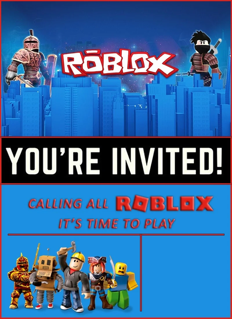 Roblox Birthday Party Invitations Invitation World