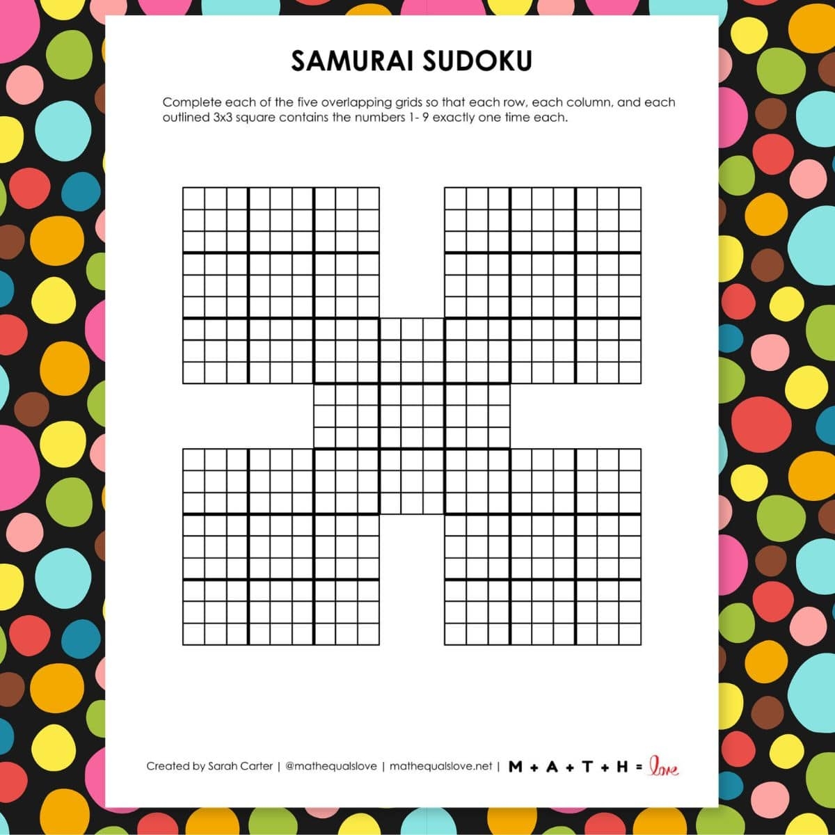 Free Printable Samurai Sudoku Puzzles