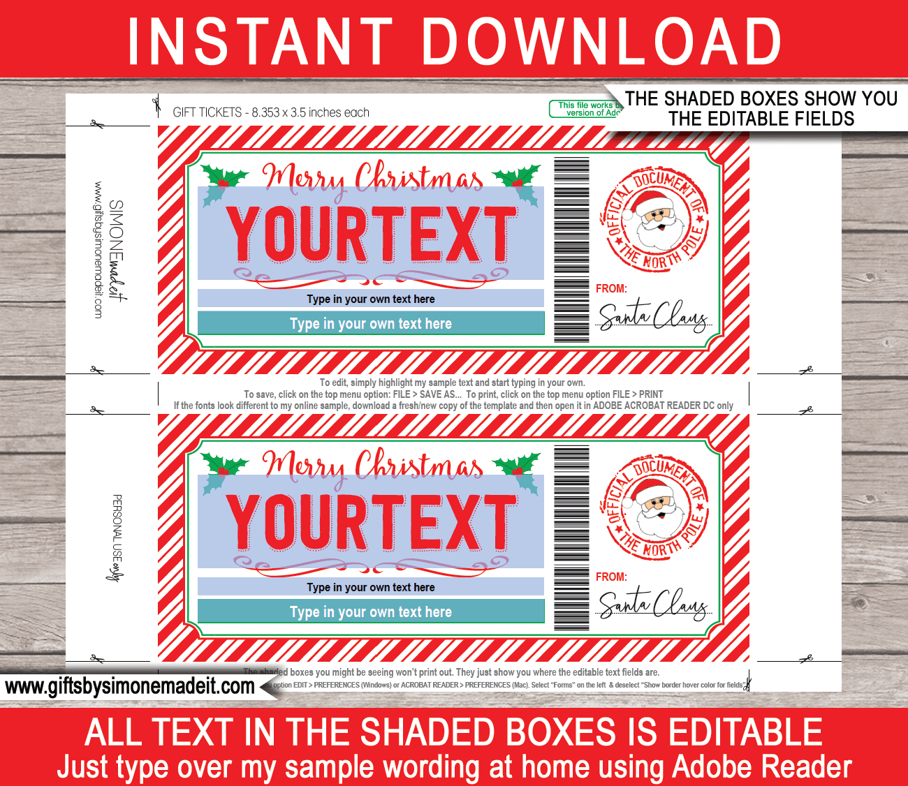 Santa Gift Certificate Template Printable Christmas Gift Card