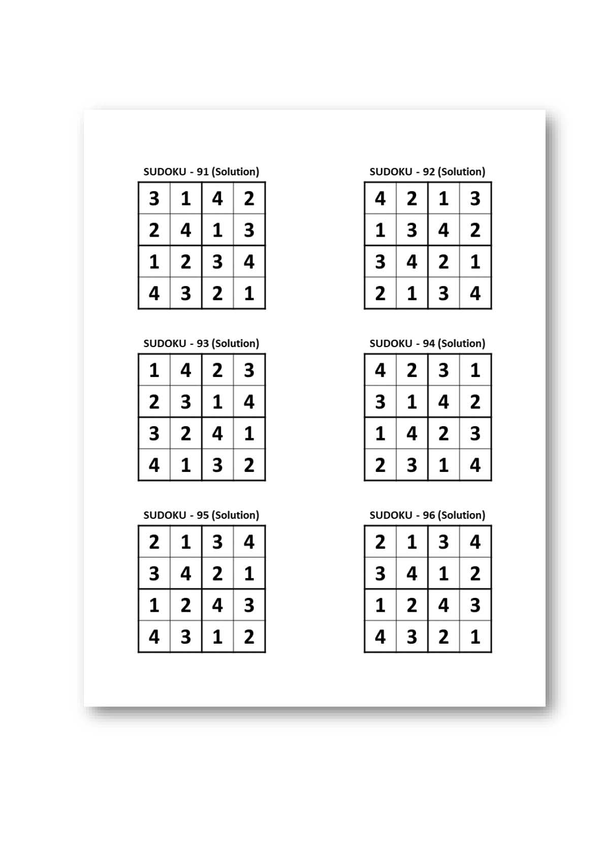 Set Of Sudoku 4x4 Puzzles For Kids 6000 Sudoku Puzzles With Solutions Made By Teachers