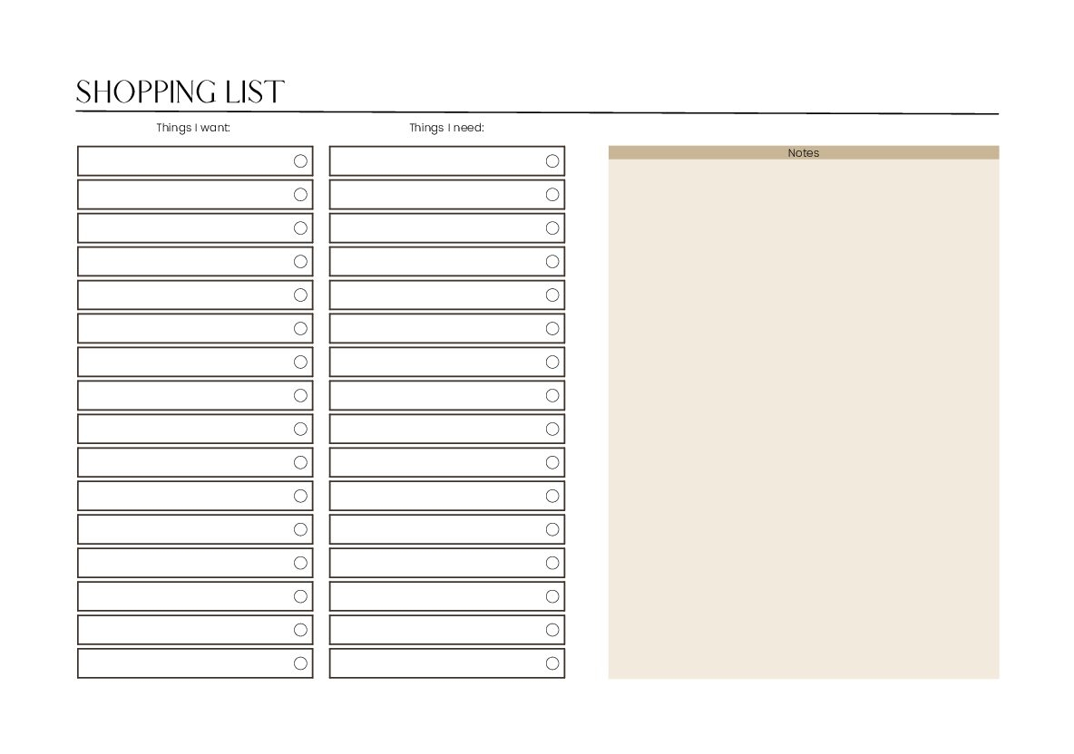 Free Printable Shopping List Uk