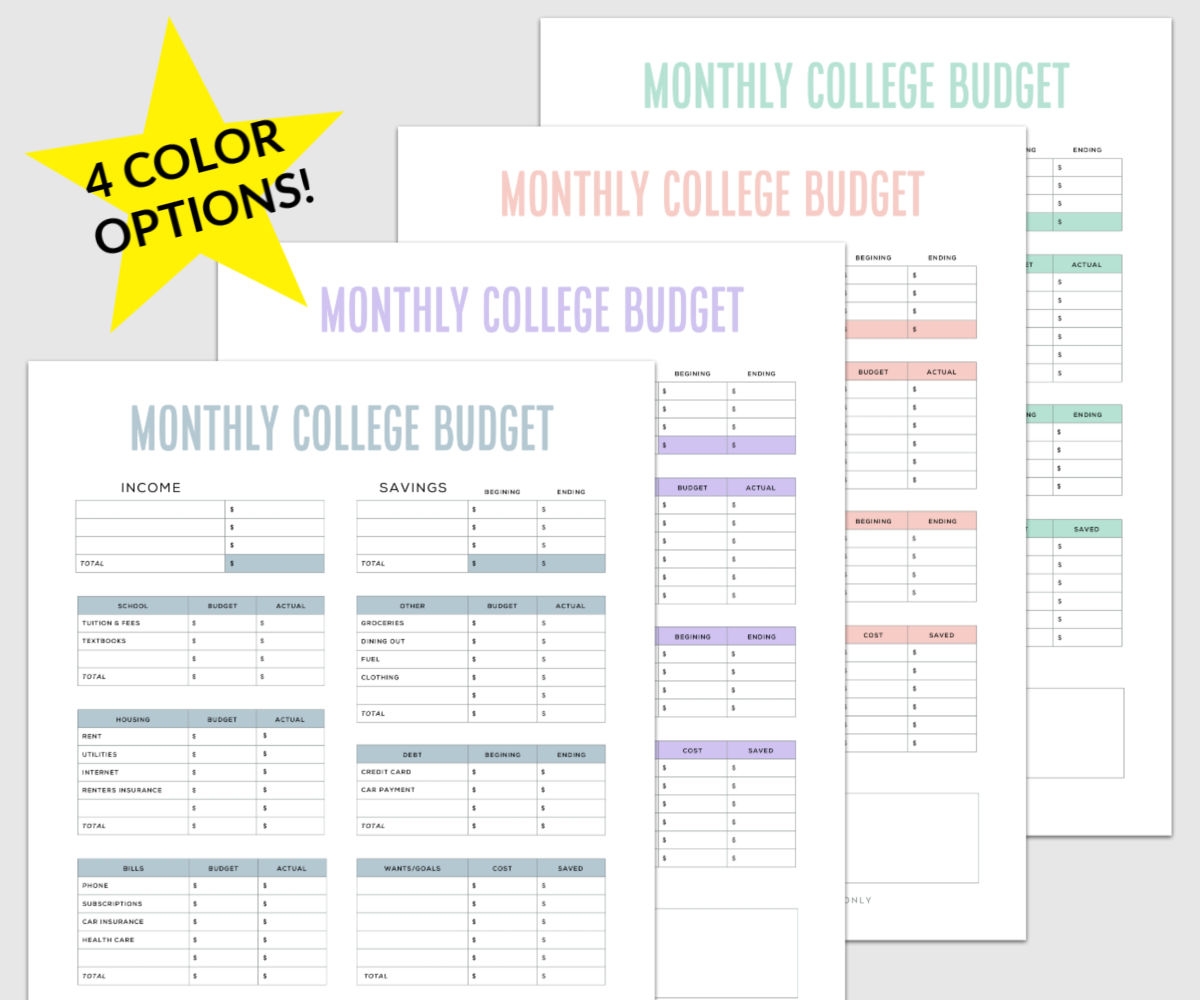Free Printable Budget Worksheet For Students