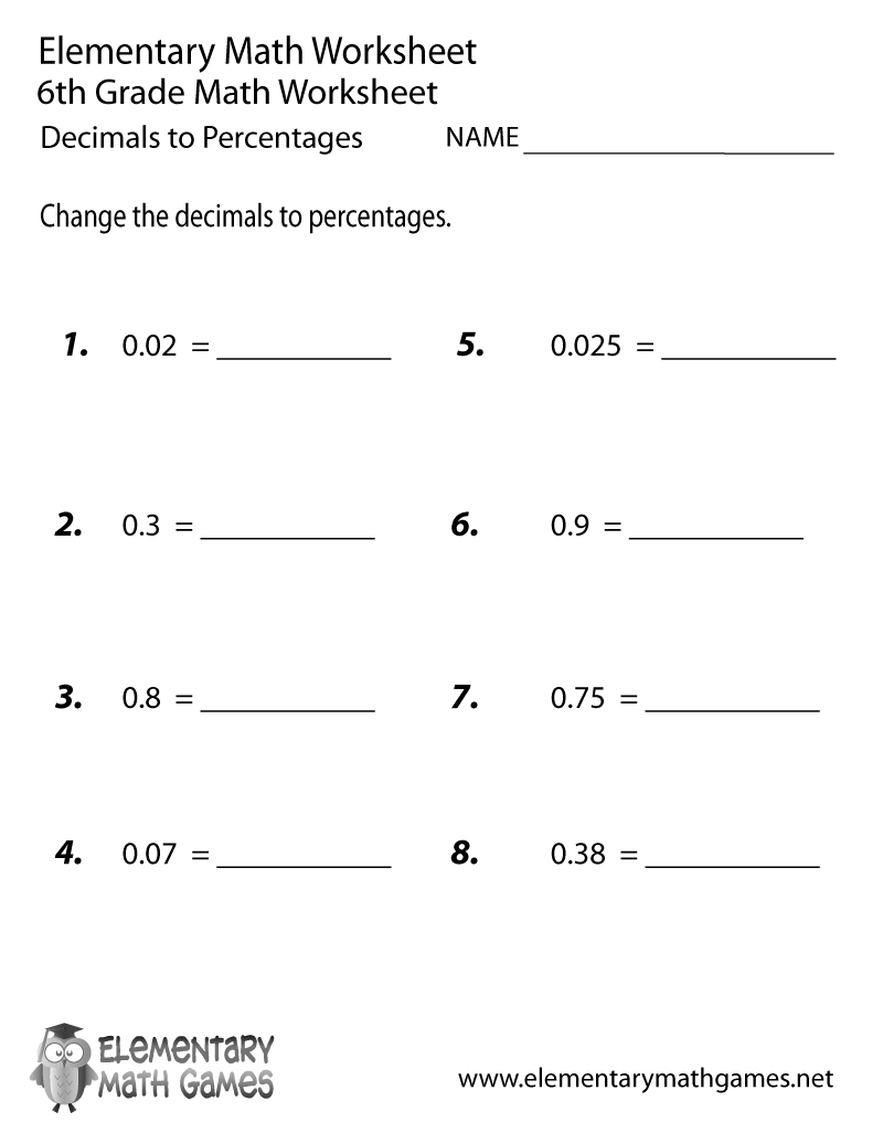 Free Math Worksheets Printable 6th Grade