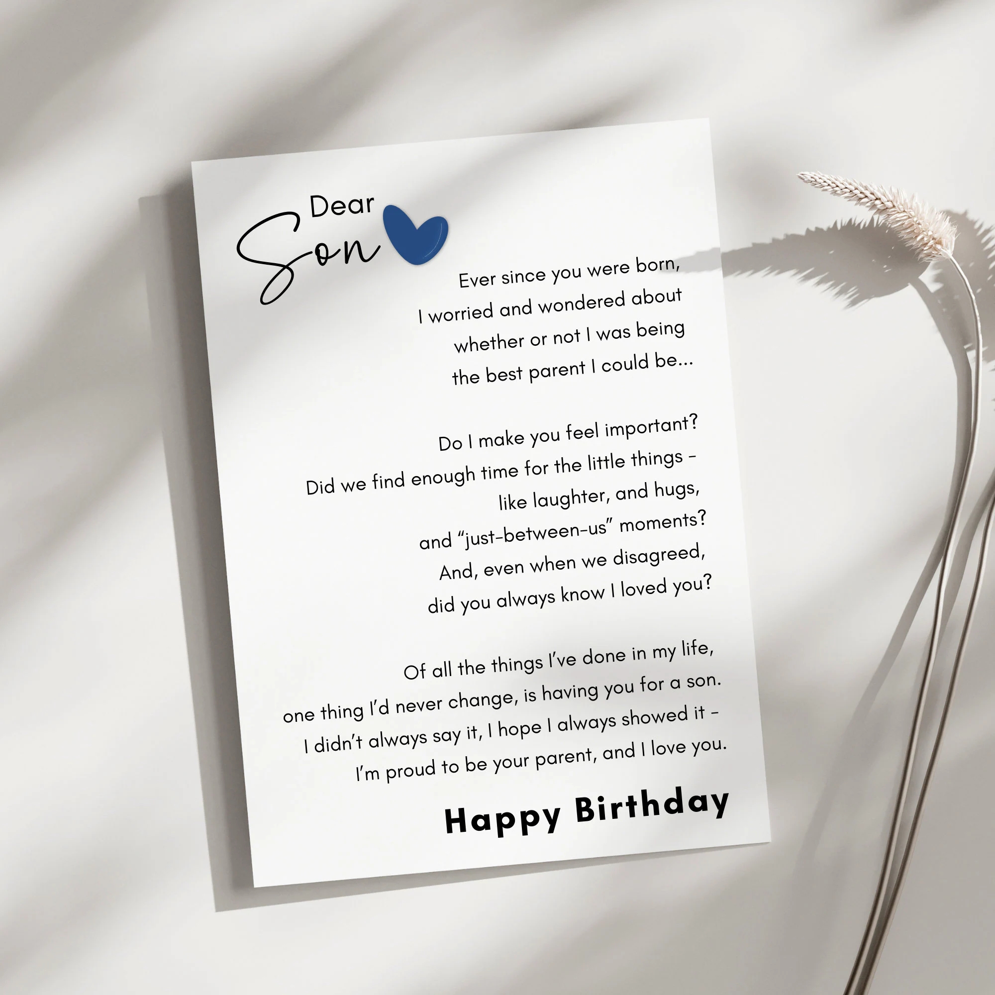 Son Birthday Card Printable Birthday Card For Son Touching Birthday Card Son Birthday Gift From Parent Birthday Card For Son Card Son Etsy