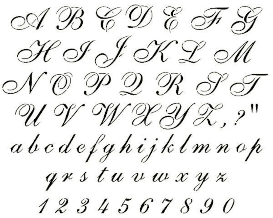 Stencils Crafts Templates Scrapbooking Card Making Lettering Painting CURSIVE ALPHABET STENCIL A4 Mylar Etsy