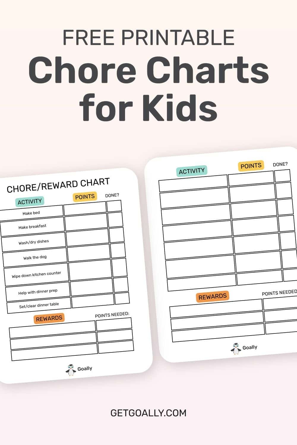Sticker Chore Chart Free Printable Goally