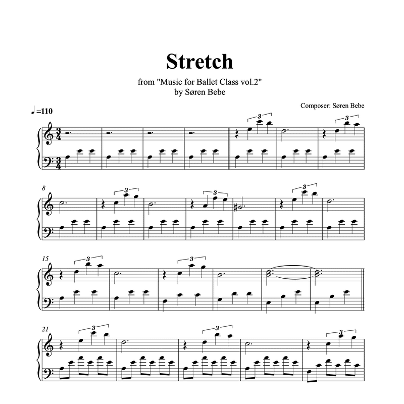 Stretch Piano Sheet Music For Ballet Class PDF By S ren Bebe