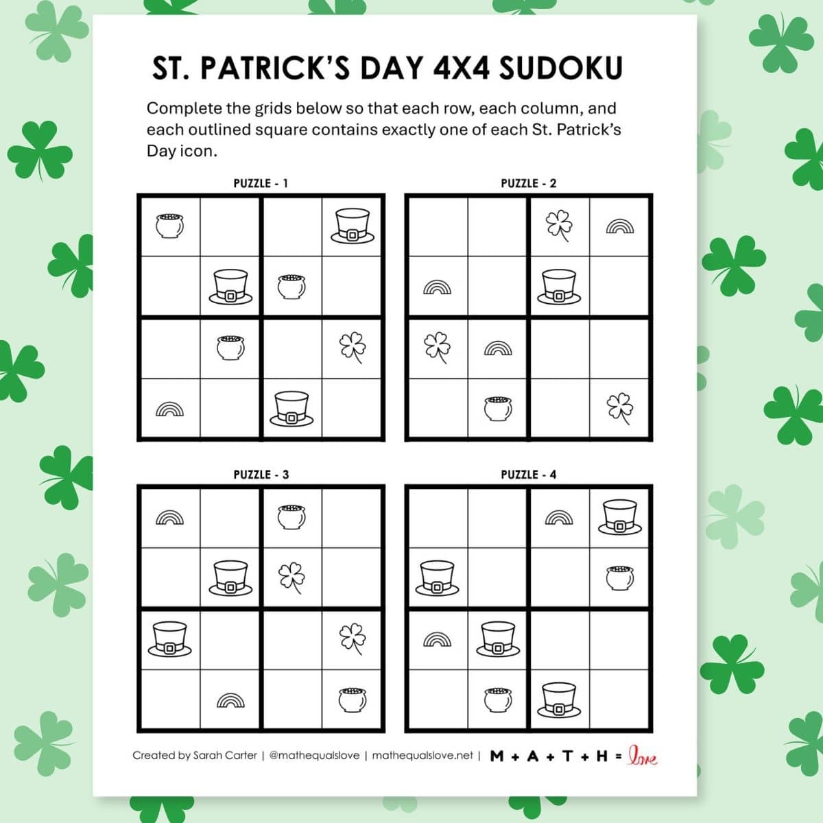 Sudoku 4x4 Puzzles Free Printable PDFs 