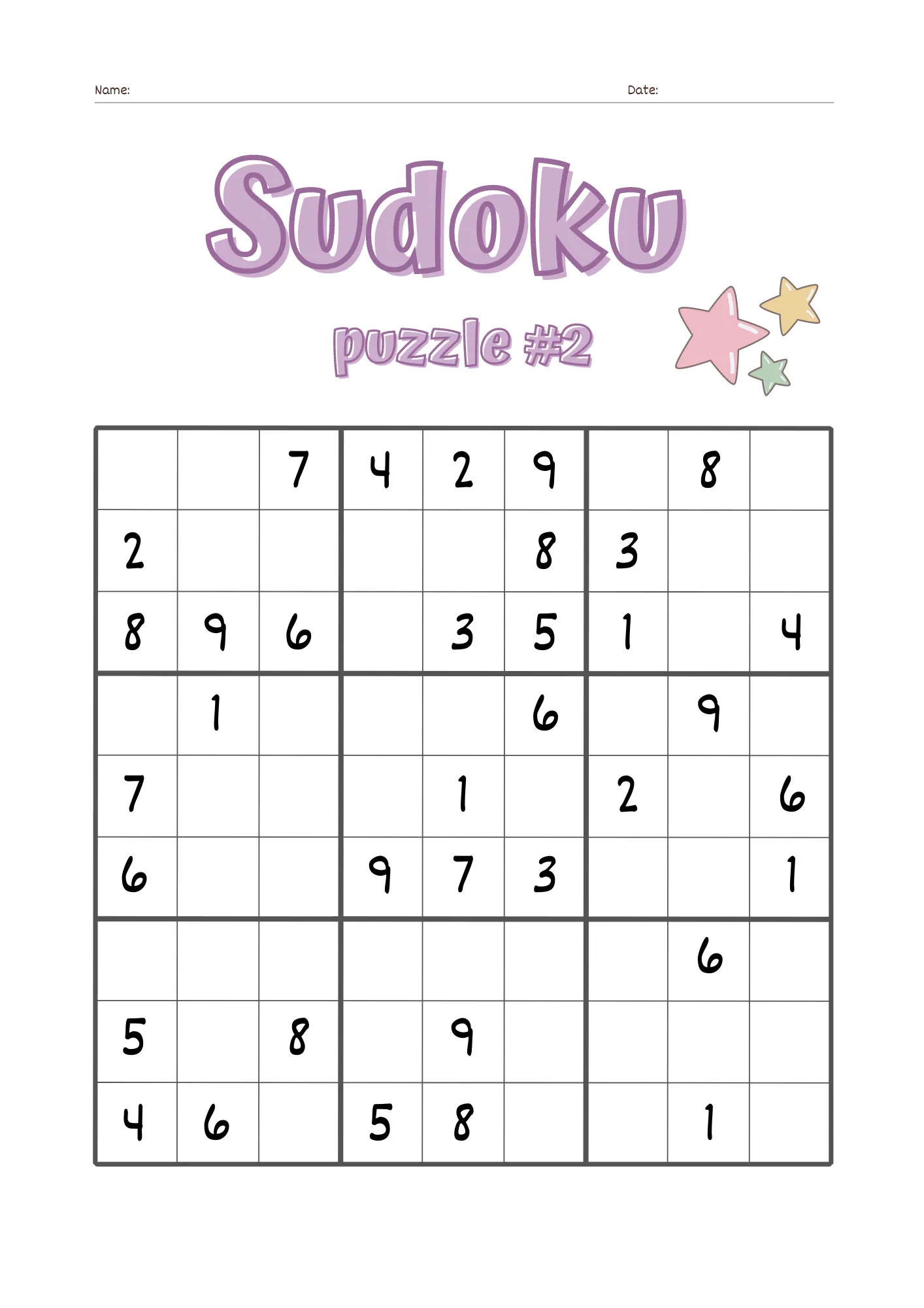 Sudoku Puzzle Worksheet Set Instant Download Kid friendly Sudoku Puzzles Hours Of Fun And Brain teasing Challenges Etsy