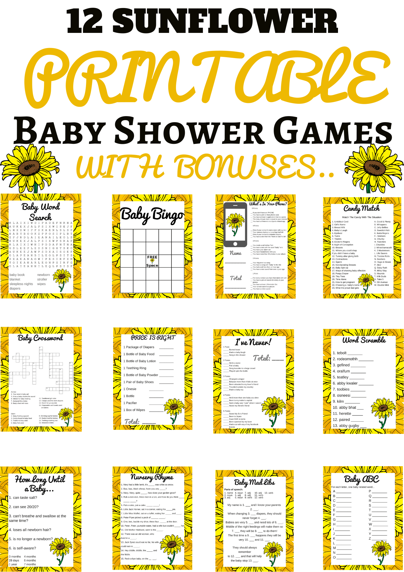 Free Printable Baby Shower Games For Kids