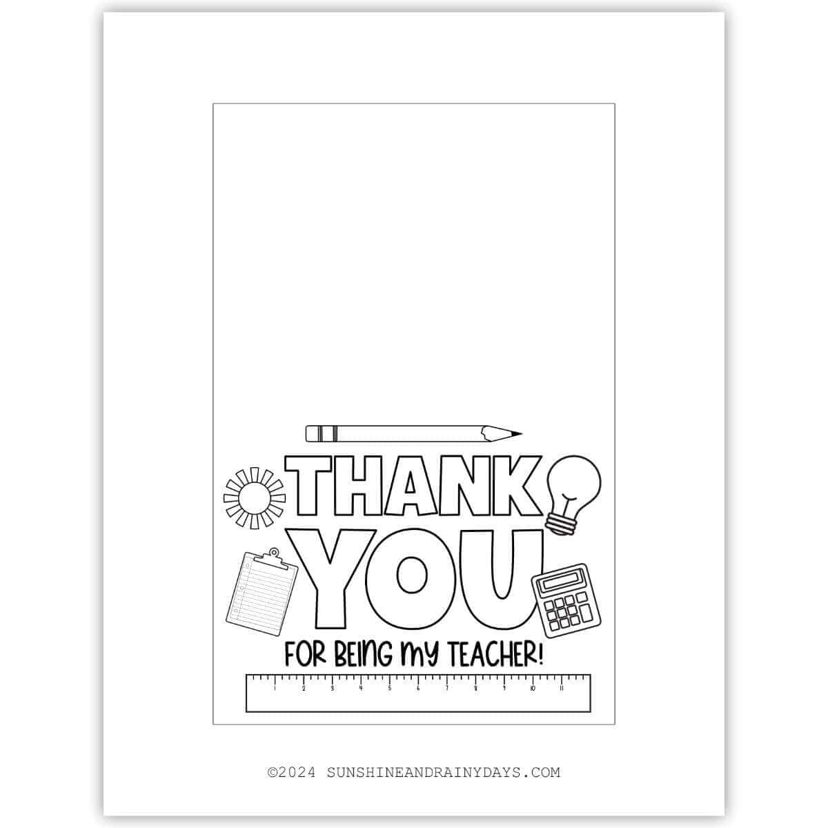 Teacher Appreciation Cards To Color Sunshine And Rainy Days