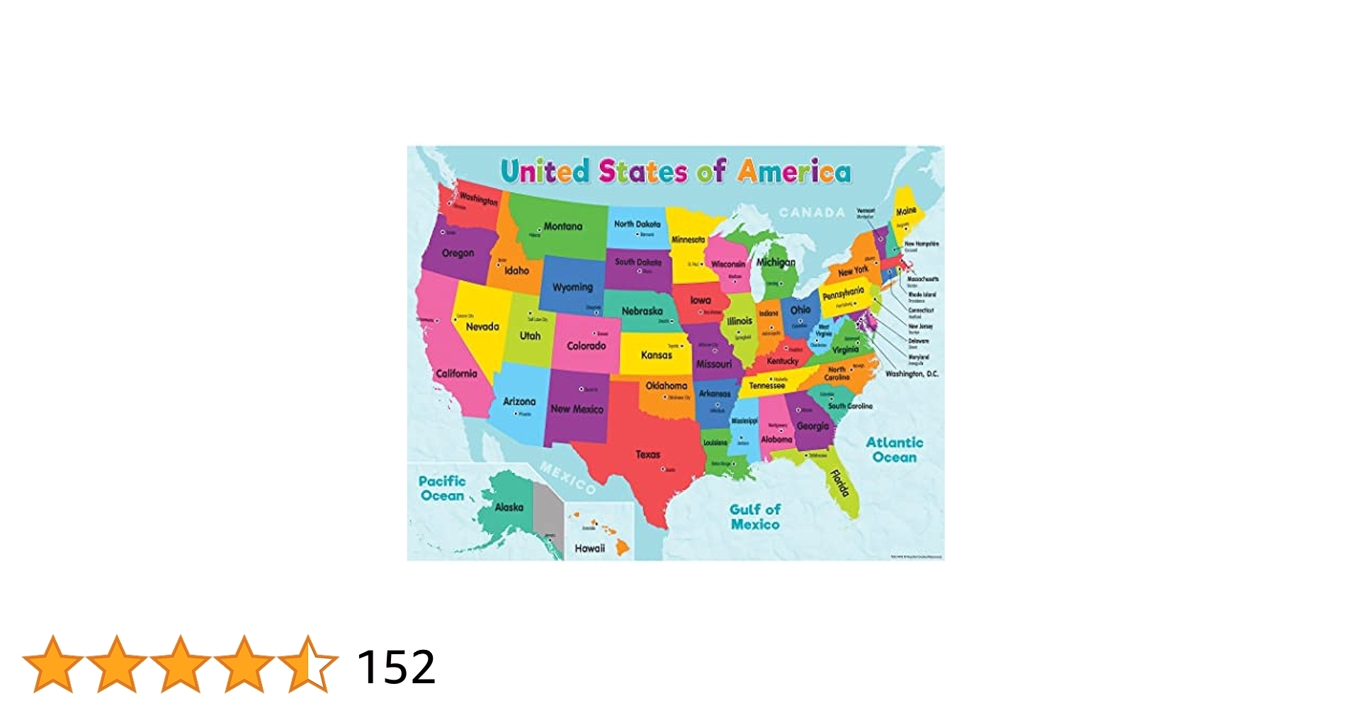 Teacher Created Resources Colorful United States Of America Map Chart 17 inch X 22 inch TCR7492 Office Products Amazon