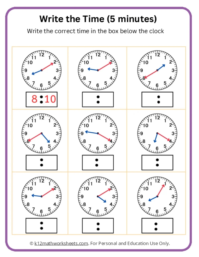Telling Time Worksheets