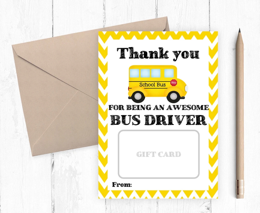 Thank You Bus Driver Gift Card Printable Teacher Gift Card Holder Instant Download Printable Appreciation Gift From Student 5X PDF JPG Etsy