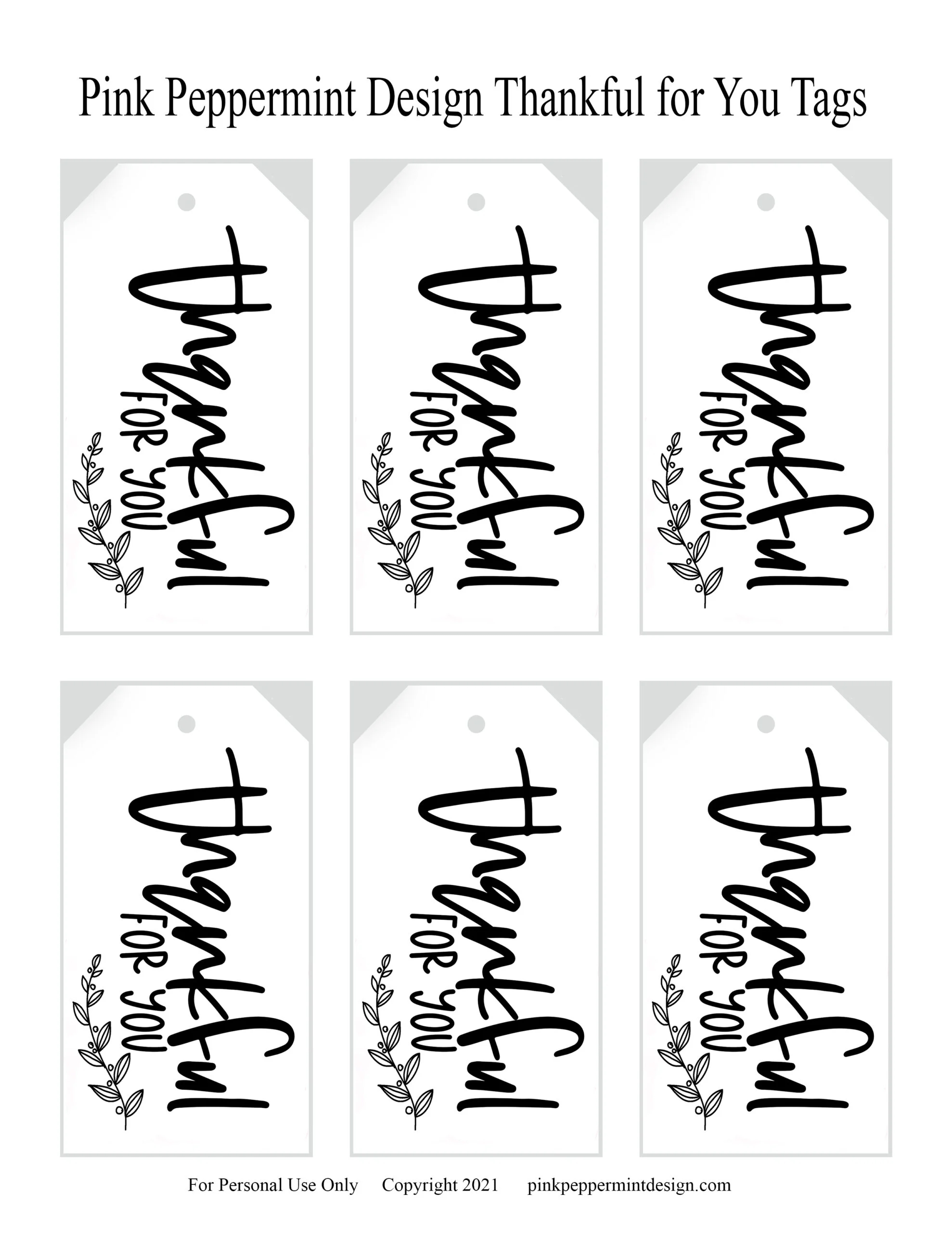 Thanksgiving Gift Tags Free Printables Pink Peppermint Design