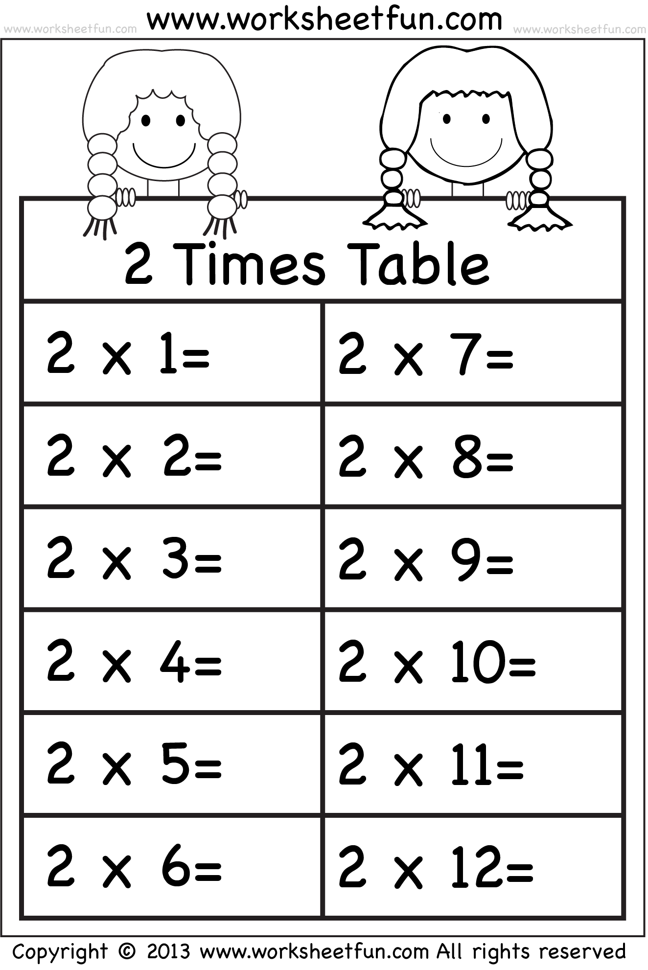 Free Printable Multiplication Worksheets 2s