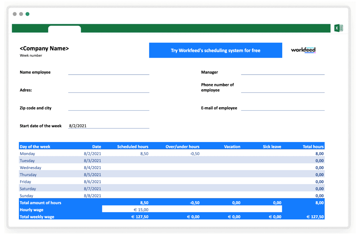 Timesheet Template Free Weekly Daily Monthly Timesheet