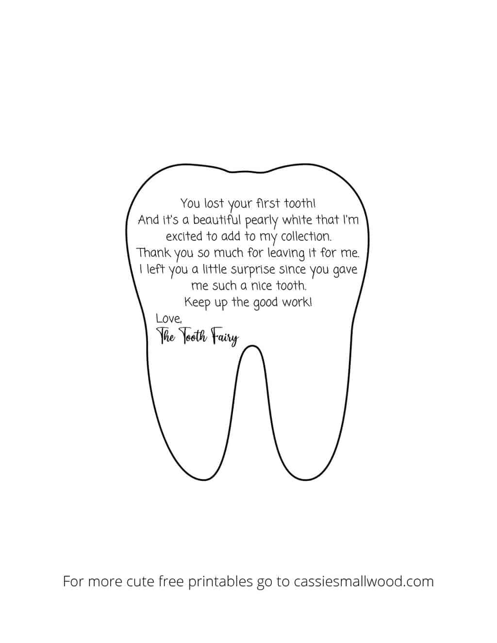 Tooth Fairy Letter First Tooth Cassie Smallwood