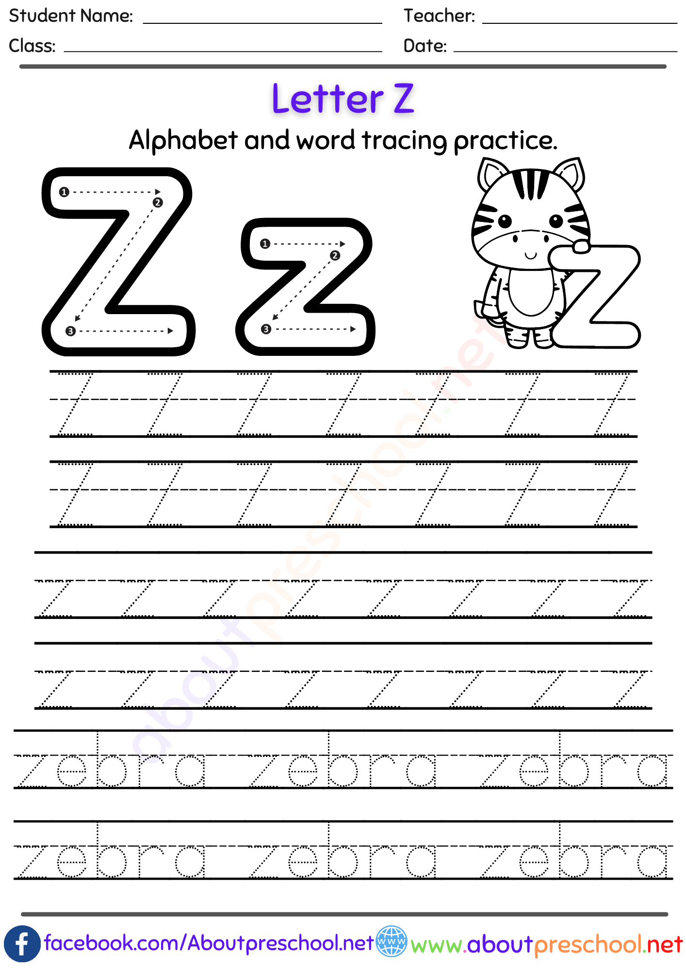 Tracing Letters A z Free Printable Archives About Preschool
