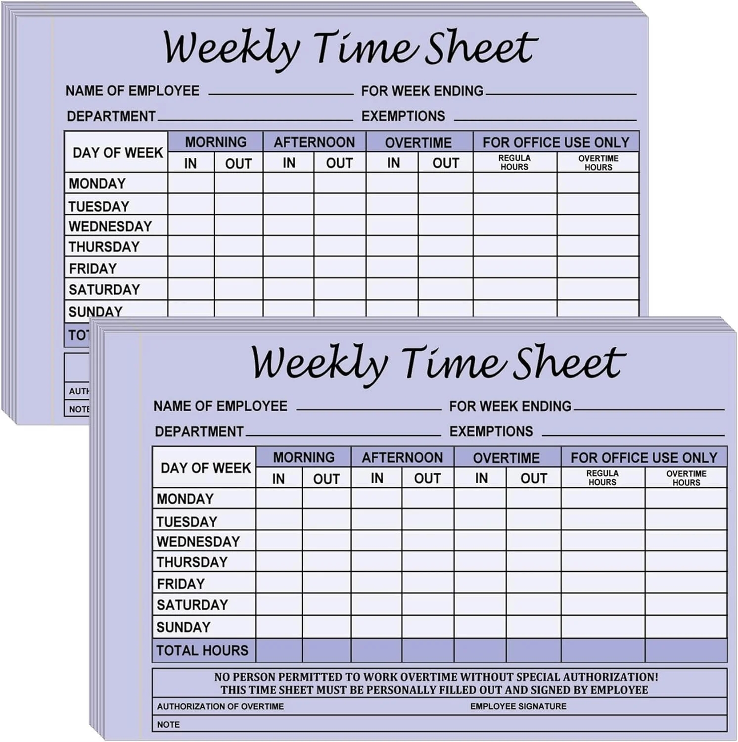 Tracking Employee Work Hours Forms Walmart Business Walmart Business Supplies