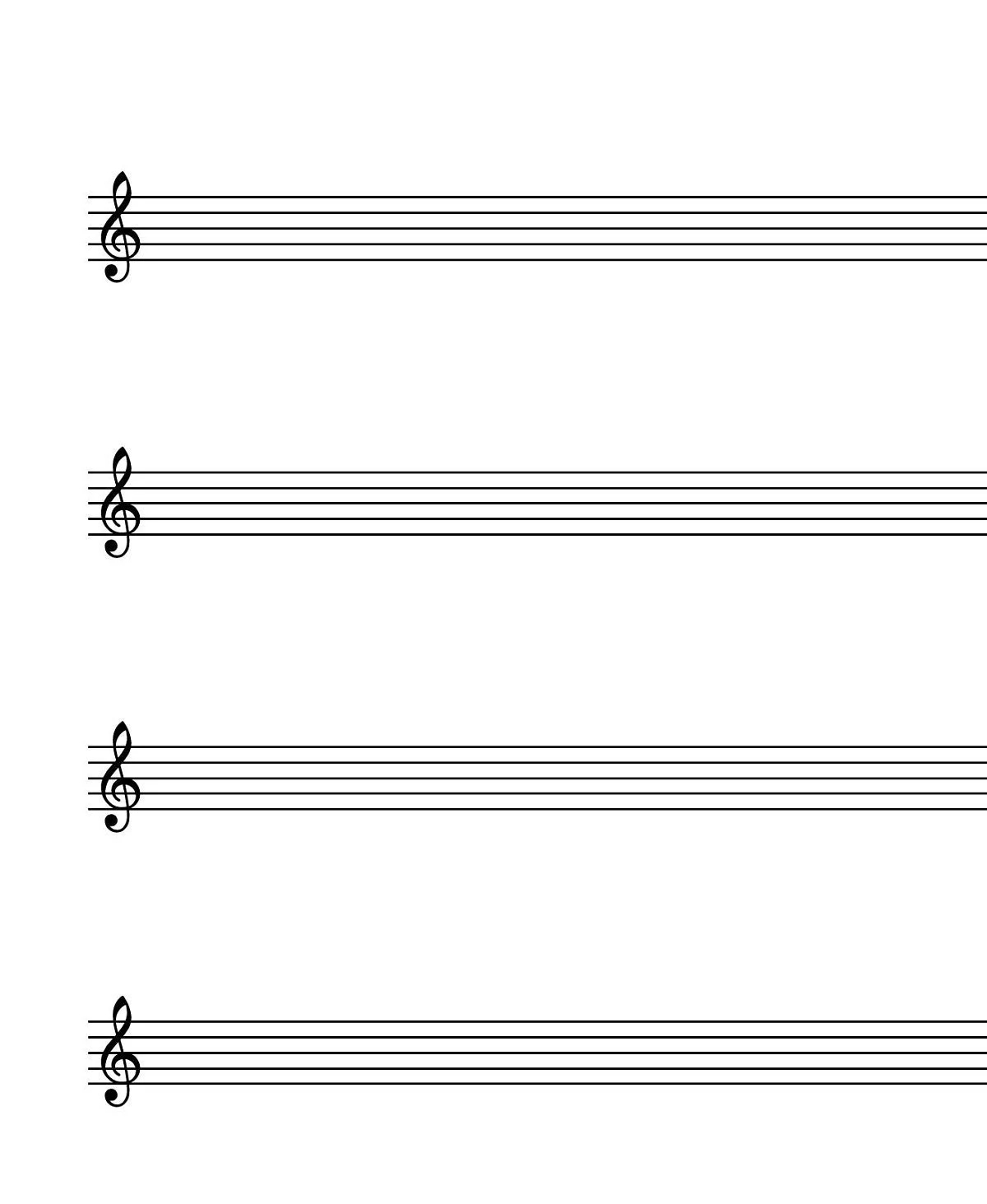 Treble Clef Printable Blank Sheet Music Music Staff Paper Letter a4 PDF Instant Download Etsy
