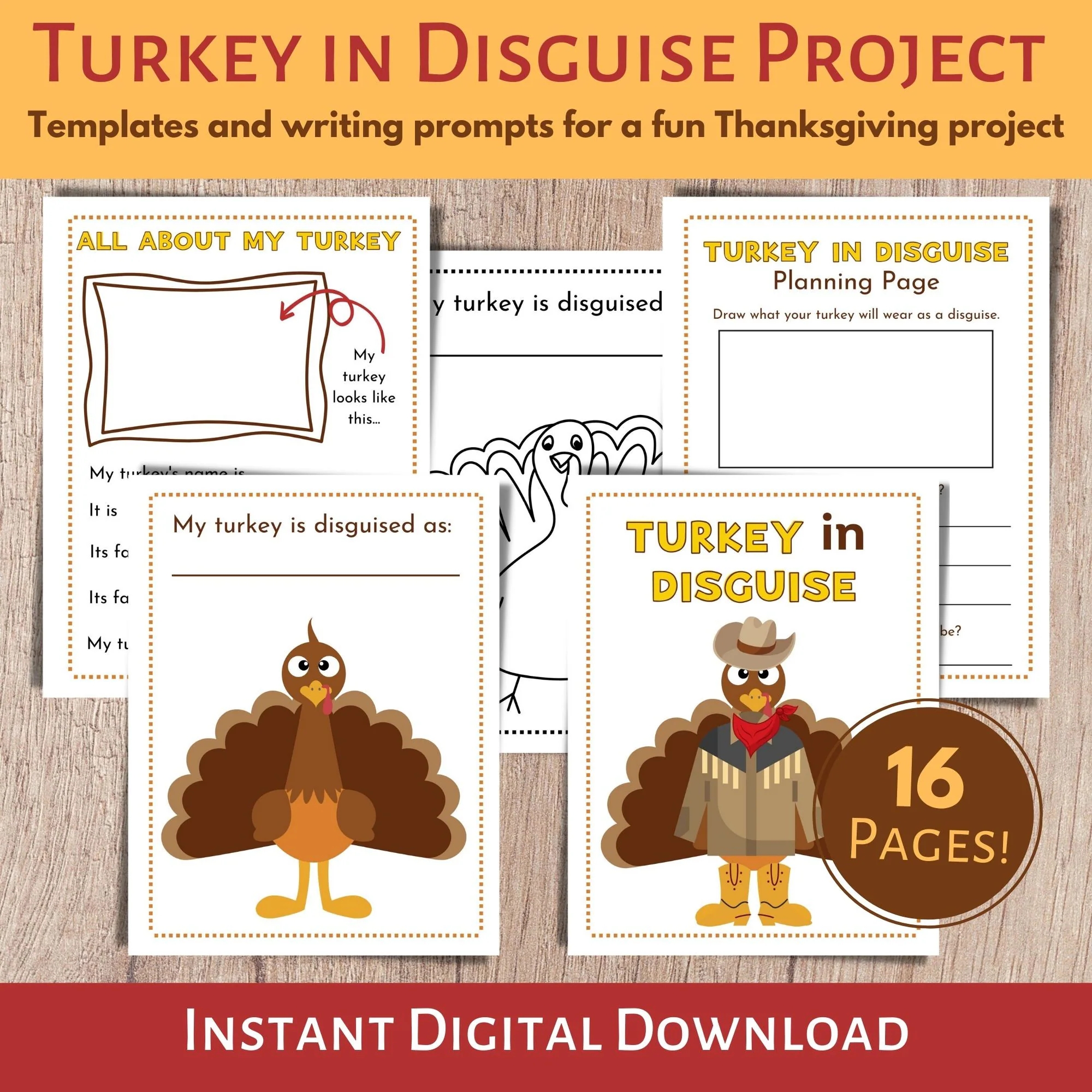 Turkey In Disguise Project Turkey Trouble Disguise Thanksgiving Printable Kids Fall Craft Hide The Turkey Activity Thanksgiving Writing Etsy