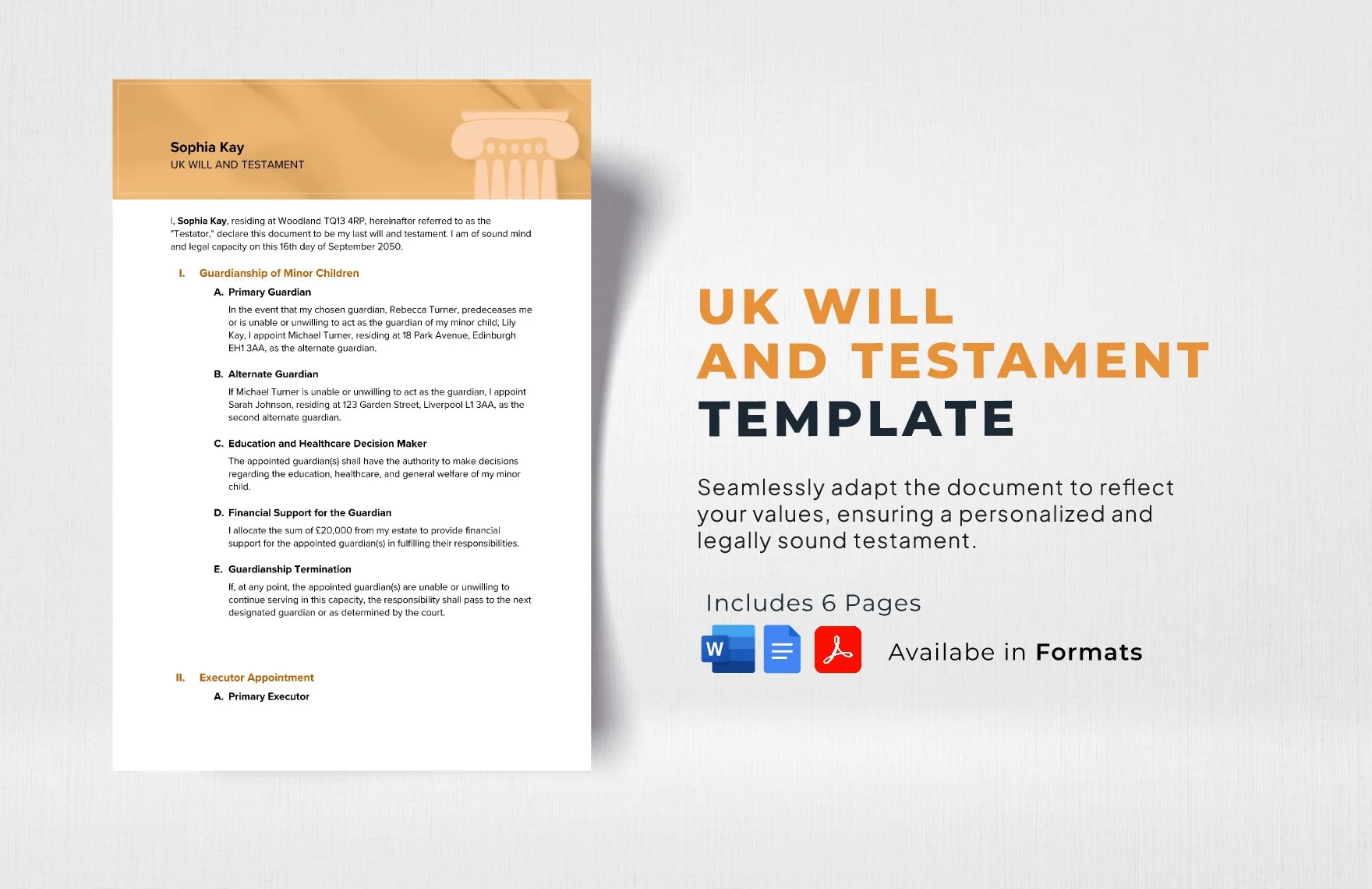 UK Will And Testament Template In Google Docs Word PDF Download Template