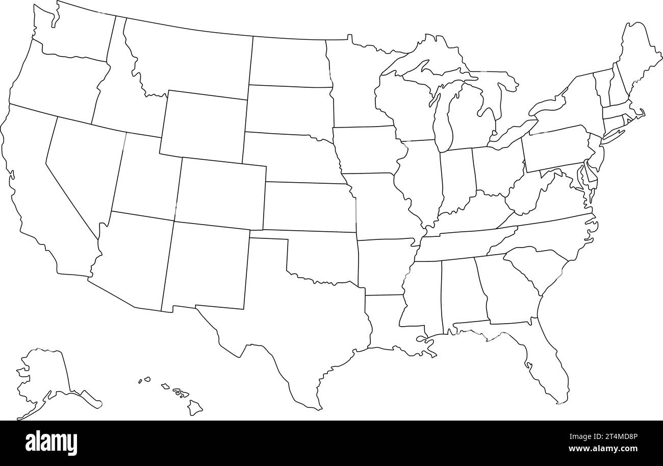 United States Map Black And White Stock Photos Images Alamy