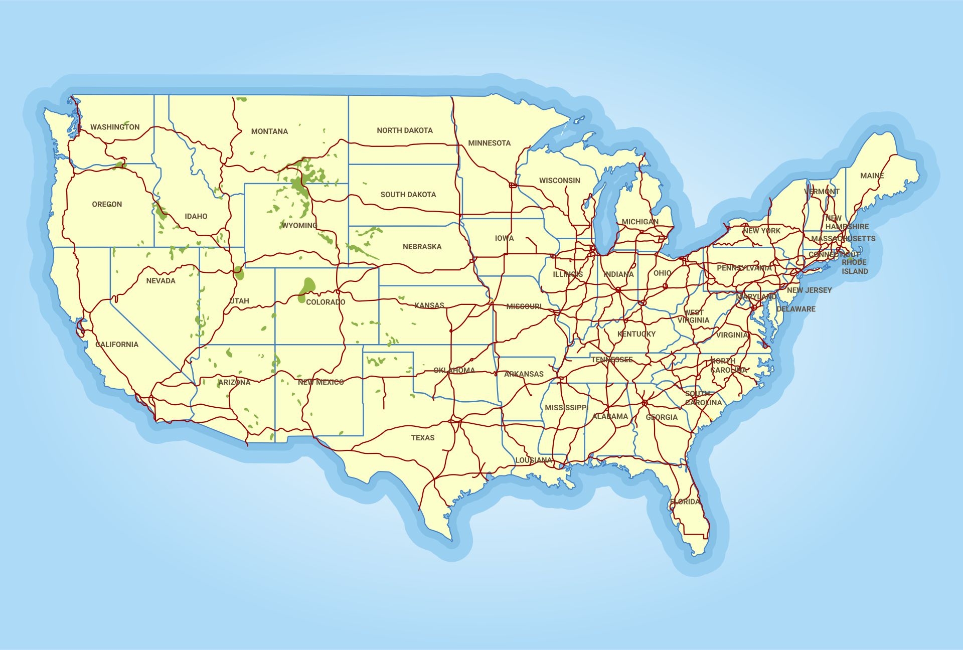 United States Map With States Capitals Cities Highways Worksheets Library