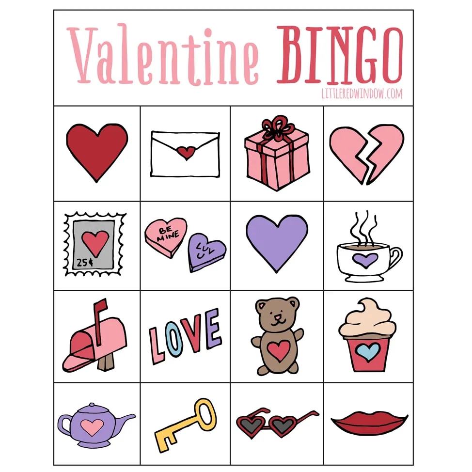 Valentine s BINGO Free Printable Little Red Window
