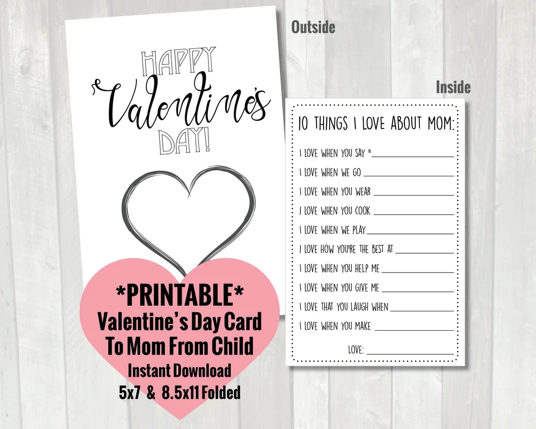 Valentine s Day Card For Mom Printable Valentine s Day Card From Toddler Valentine s Day Gift From Kid Preschool Valentine Card For Mom Etsy