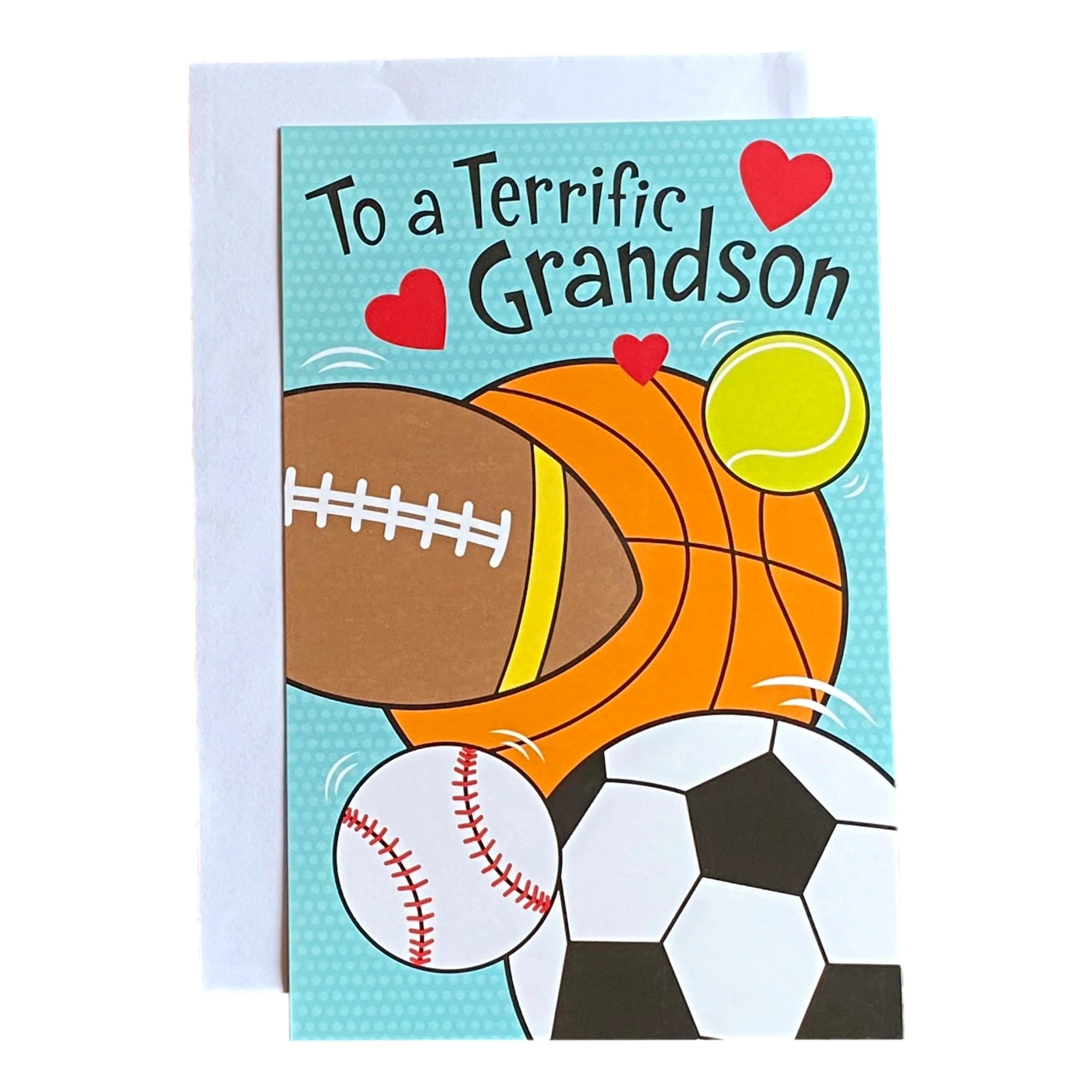 Valentine s Day Greeting Card For Young Grandson To A Terrific Grandson Sports Ball And Hearts Walmart