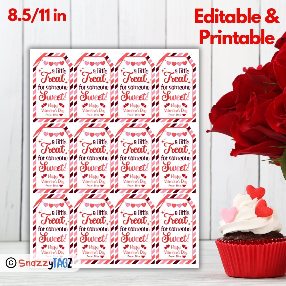 Valentine s Day Tag Sweet Treat Valentine Gift Label Kids School Printable Editable Treat Bags Made By Teachers
