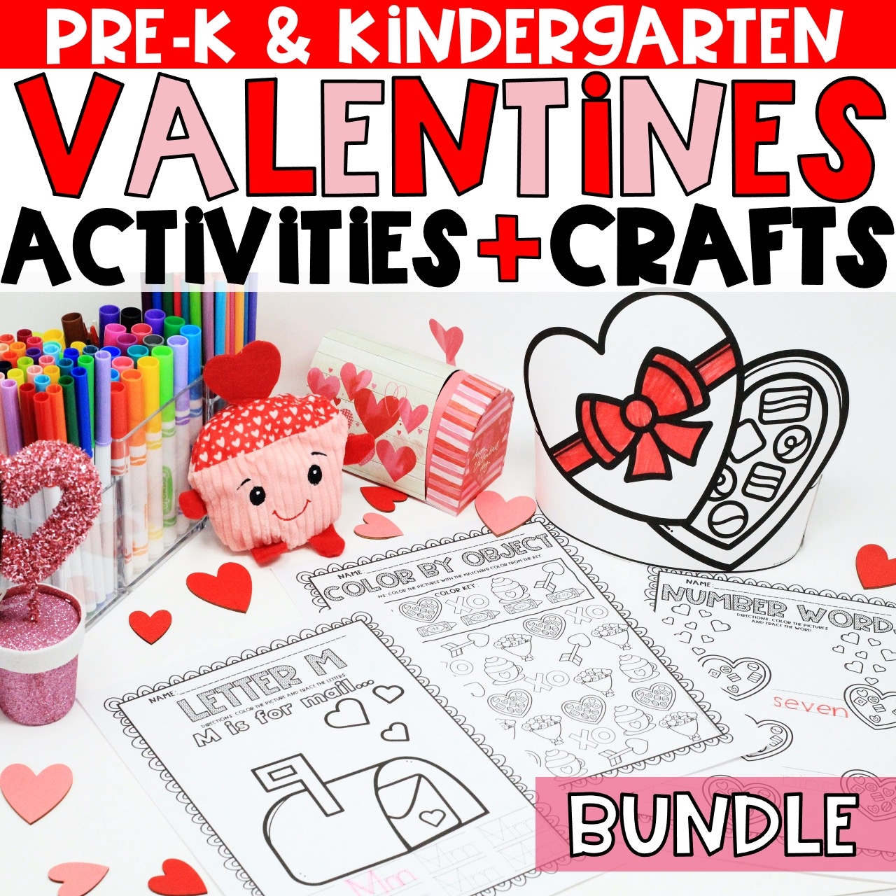 Valentines Day Activities Crafts For Preschool Kindergarten Worksheet BUNDLE Made By Teachers