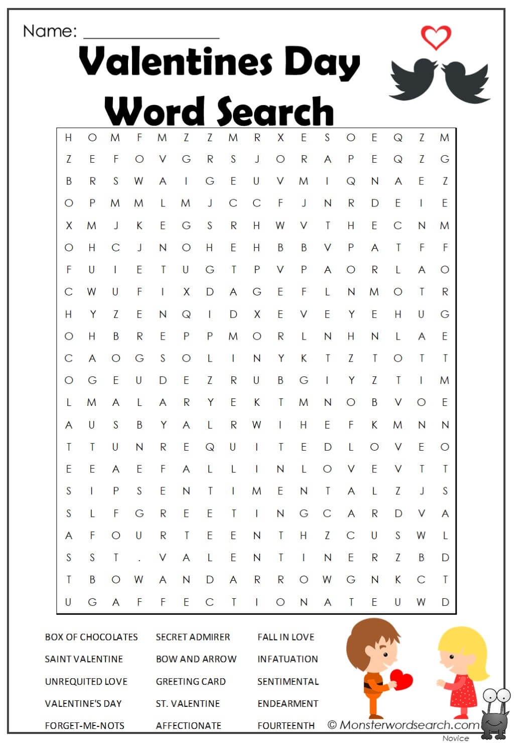 Free Printable Valentines Word Search