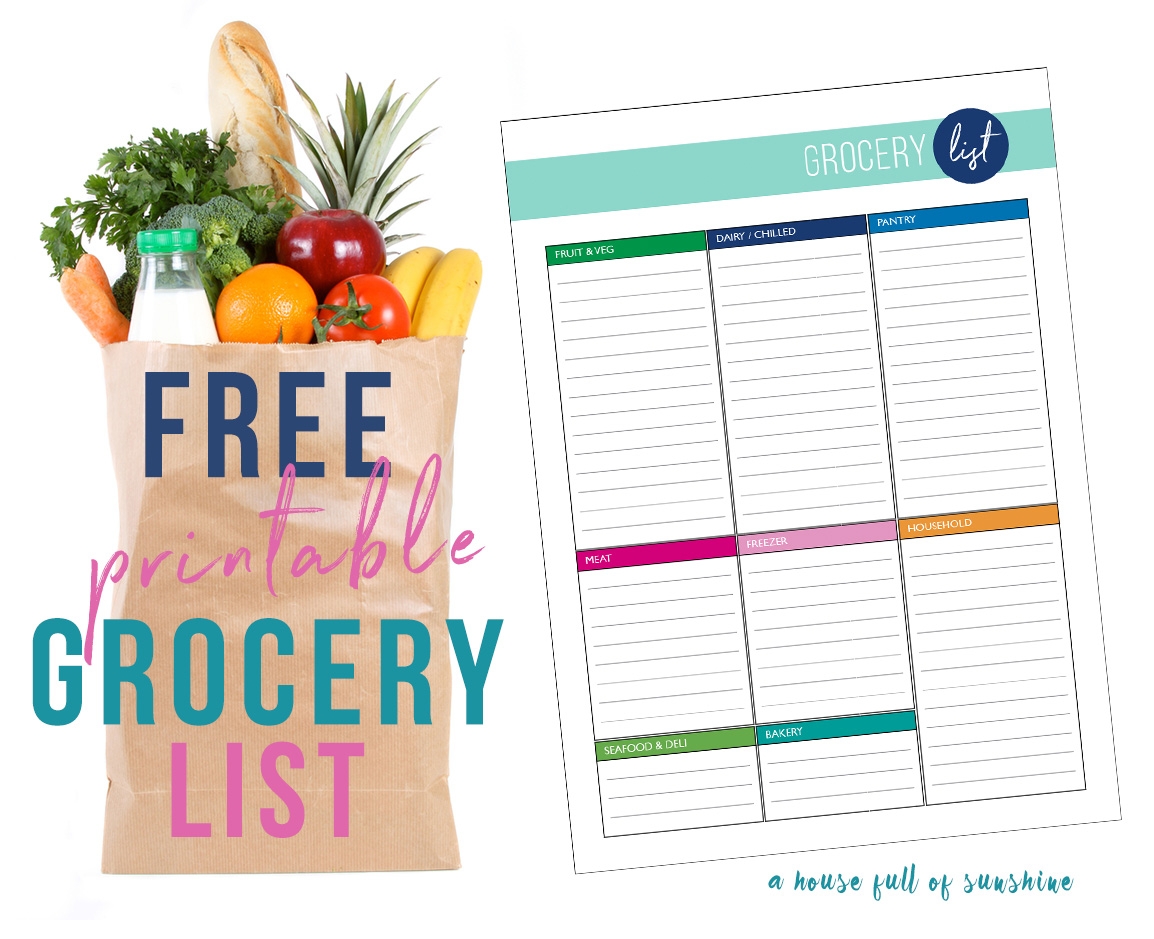 Free Printable Shopping List Australia