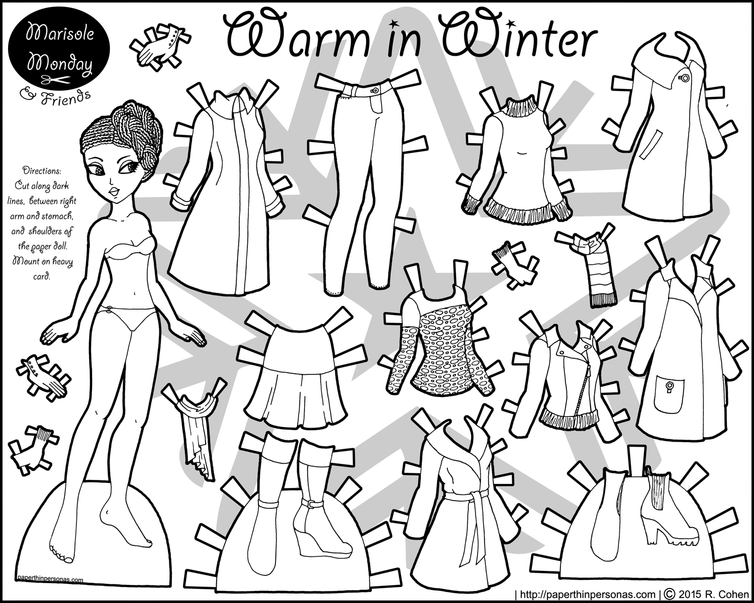 Warm In Winter African American Paper Doll Coloring Page Paper Worksheets Library