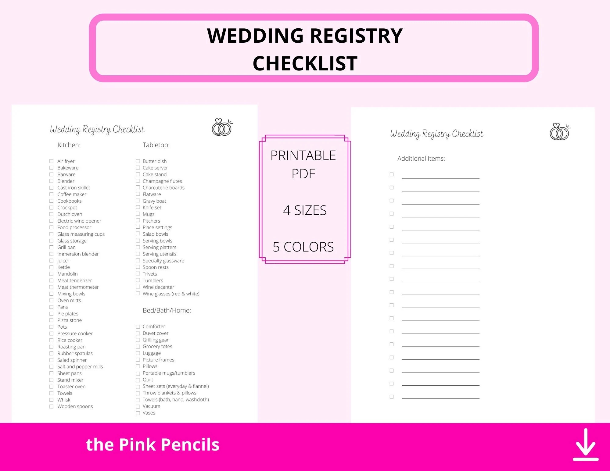 Free Printable Wedding Registry Checklist
