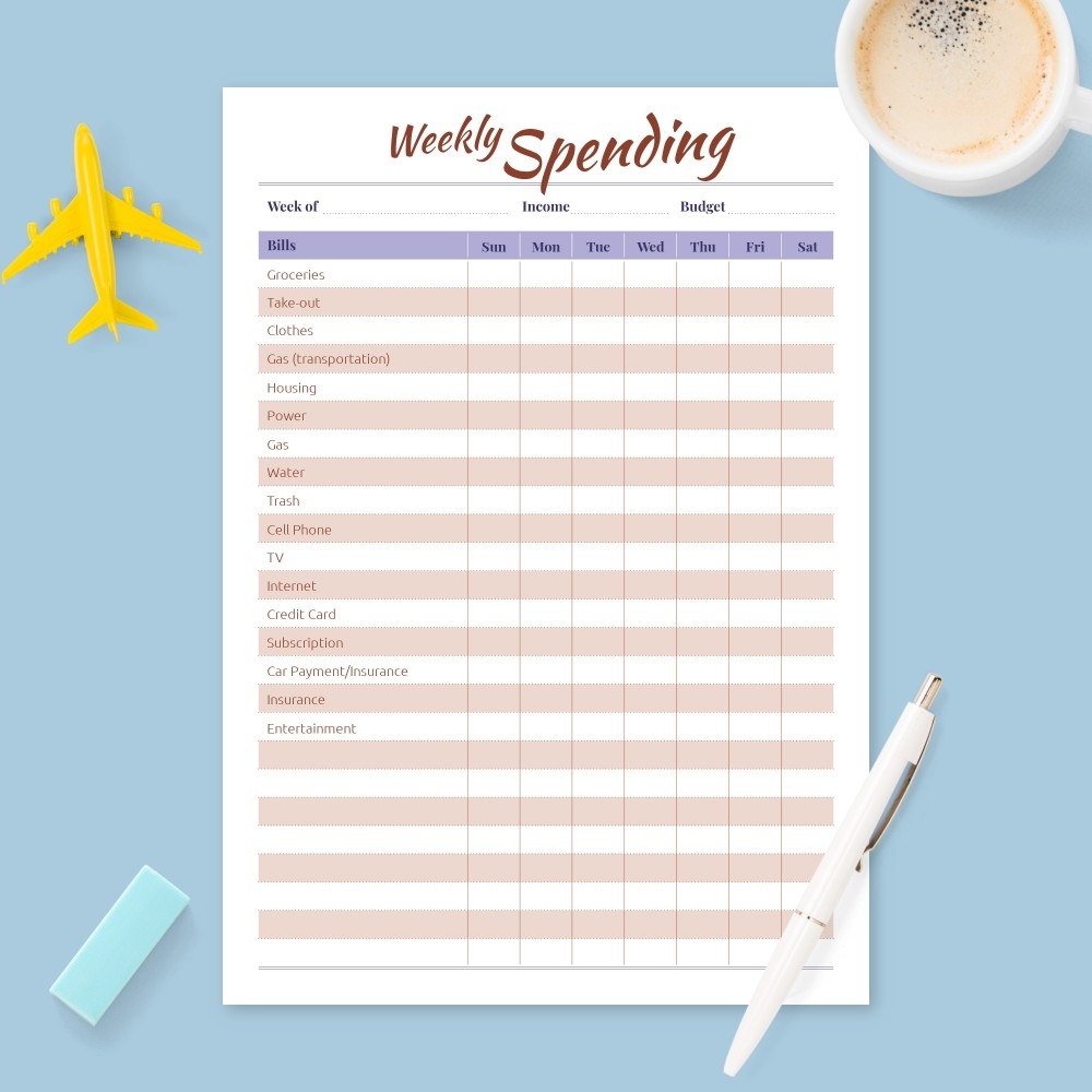 Free Budget Worksheets Printable Weekly