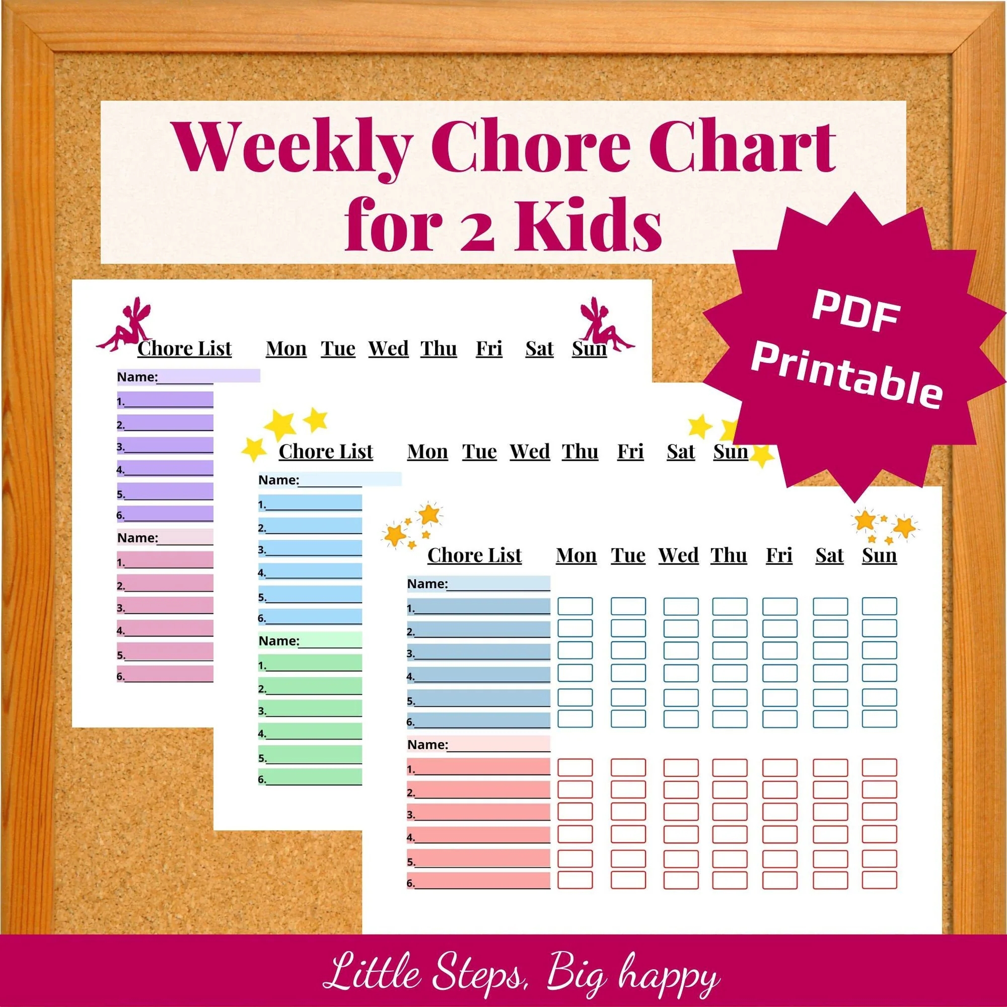 Weekly Chore Chart For 2 Kids Printable Chore List Multiple Kids Customizable Chore List Sticker Chart Toddlers Preschoolers Etsy