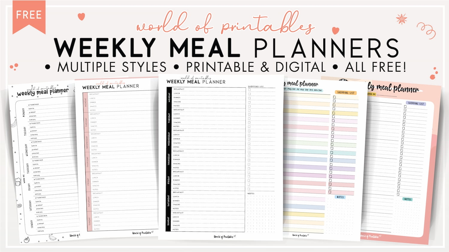 Free Weekly Meal Planner Printable