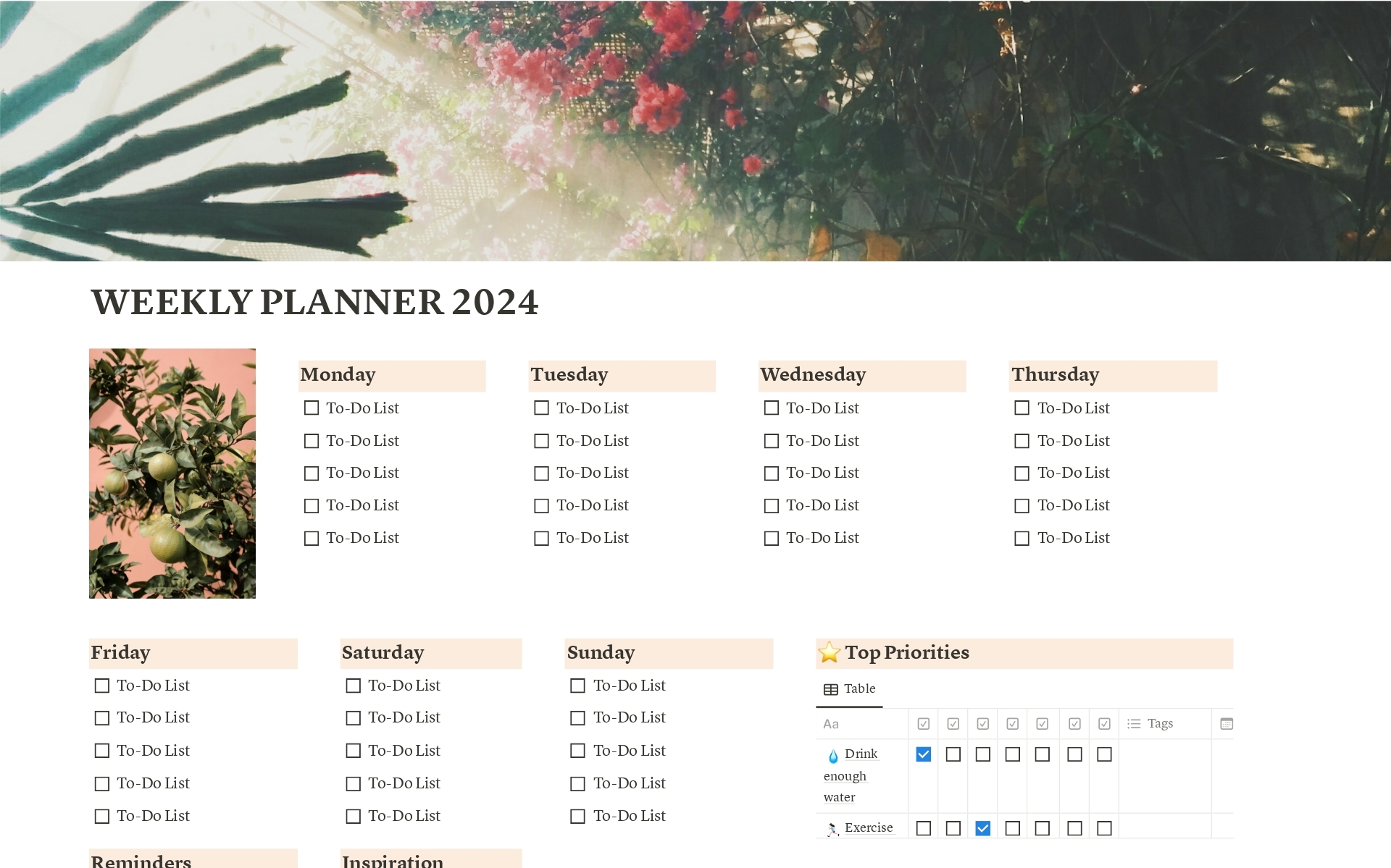 Weekly Planner 2024 Template By Tracktransform1 Notion Marketplace