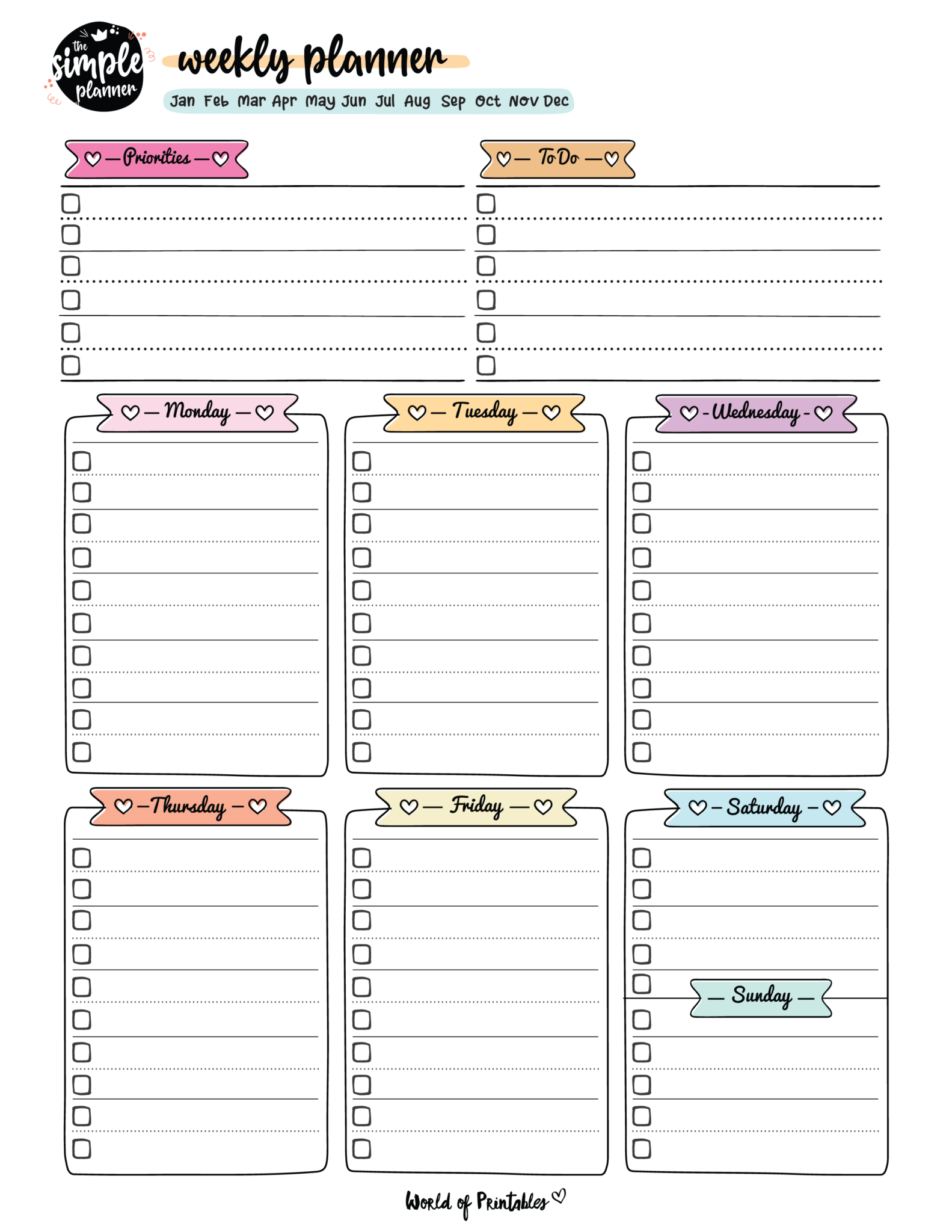 Weekly Planner Template Free Printable