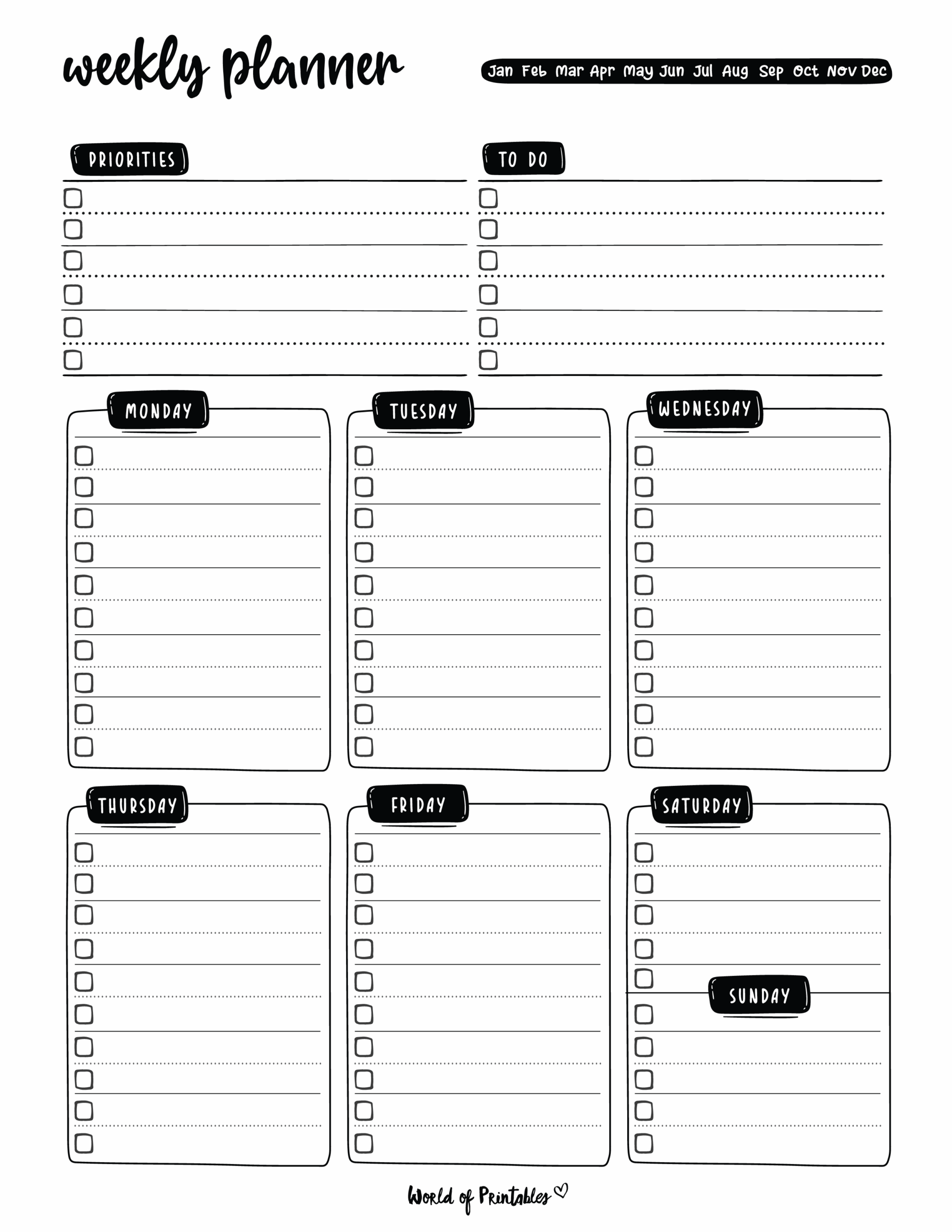 Weekly Planner Templates World Of Printables Worksheets Library
